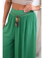 Dámské kalhoty z viskózy se širokými nohavicemi zelený