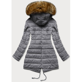 Oboustranná dámská zimní bunda v army-šedé barvě (M-21508)