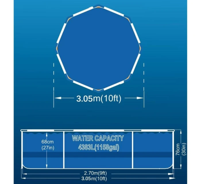 BAZÉN S OVÁLNÝM RÁMEM 300X76CM 17798