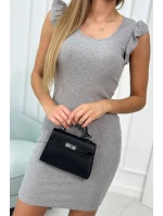 Šaty s nařasenými rukávy šedé