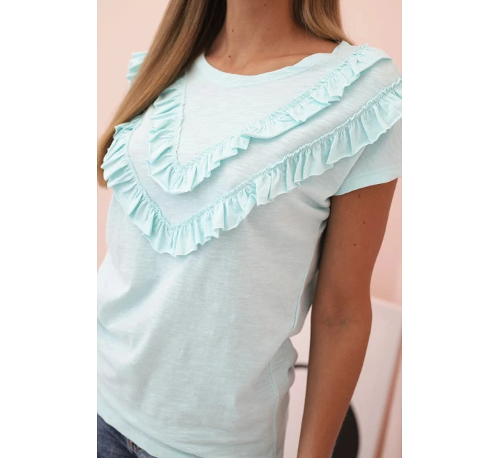 Dámská bavlněná blůza s výstřihem do V a potiskem bílá