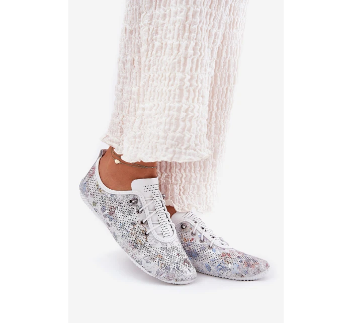 Dámské Kožené Polobotky Z Přírodní Kůže Vzorované model 21691782 Bílé - Artiker