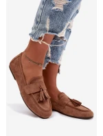 Dámské mokasíny ploché s třásněmi hnědé model 21919041 - Boto Dámské mokasíny ploché s třásněmi hnědé model 21919041 - Boto