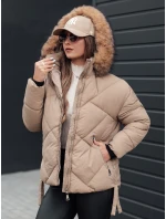 Dámská zimní bunda LESISI prošívaná s kapucí béžová FashionStreet TY4715