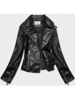 Černá bunda ramoneska s klopami model 18117116 - J.STYLE Černá bunda ramoneska s klopami model 18117116 - J.STYLE