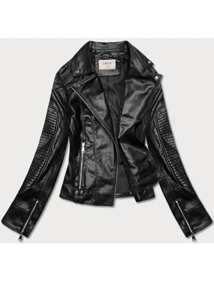 Černá bunda ramoneska s klopami model 18117116 - J.STYLE Černá bunda ramoneska s klopami model 18117116 - J.STYLE