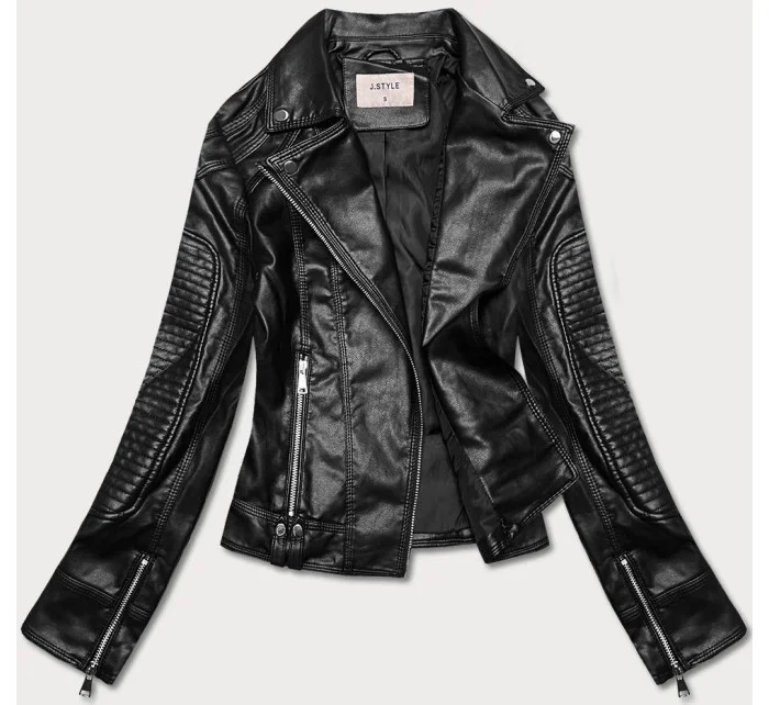 Černá bunda ramoneska s klopami model 18117116 - J.STYLE Černá bunda ramoneska s klopami model 18117116 - J.STYLE