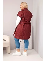 Dámská prošívaná vesta Plus Size s páskem a límcem model 22092356 - K-Fashion