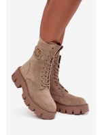 Zateplené workery dámské s ozdobou béžové model 21708928 - Boto