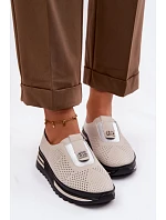 Dámské pohodlné boty z pravé kůže S.Barski LR61-7092 Béžové