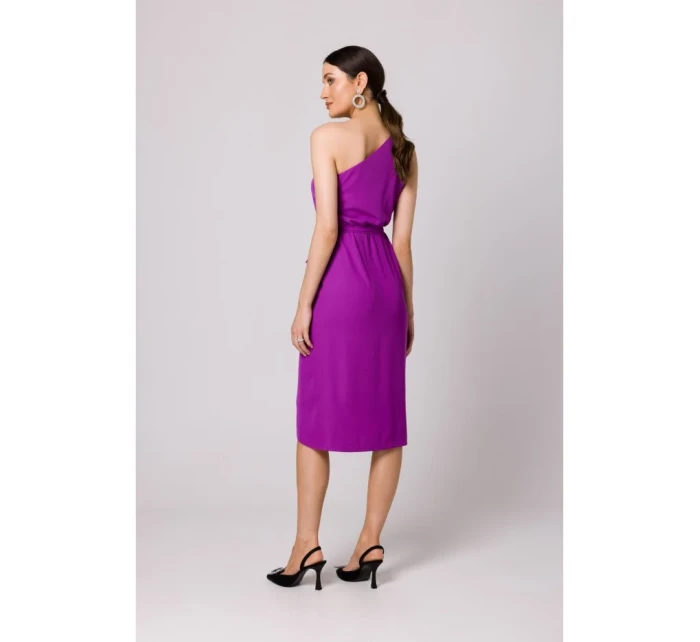 K160 Šaty na jedno rameno - levandulové