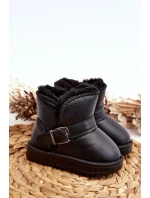 Dětské eko kožené sněhule s páskem, černá Orinor Dětské eko kožené sněhule s páskem, černá Orinor