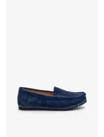 Dámské semišové mokasíny, tmavě modrá, S.Barski Dámské semišové mokasíny, tmavě modrá, S.Barski