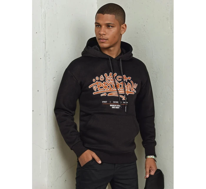 Pánská mikina s potiskem černá FashionStreet BX5665