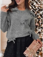 Dámský svetr s mašlemi v jedné velikosti světle šedý Dstreet model 21982129 - FashionStreet