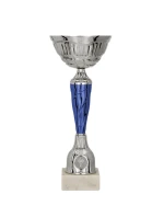 Stříbrno-modrý kovový pohár
