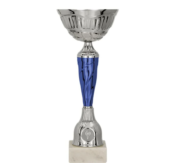 Stříbrno-modrý kovový pohár