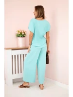 Viskózový komplet plisovaná halenka + kalhoty mincovna