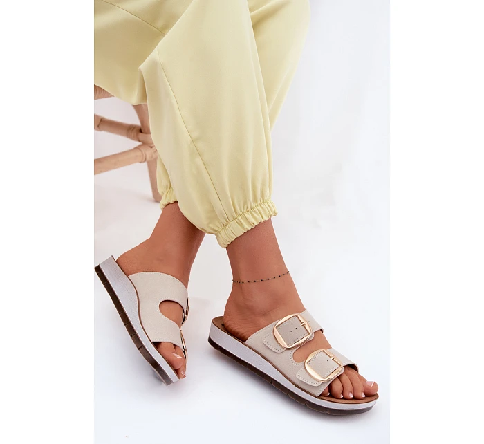 Dámské pantofle se zlatými sponami Inblu CP000061 Béžové