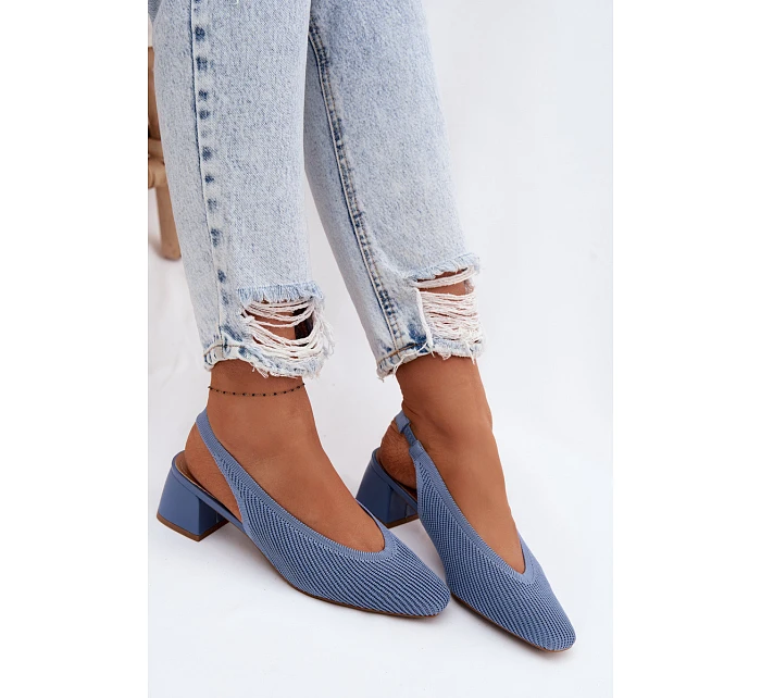 Materiálové dámské sandály na podpatku Modré Marcellé