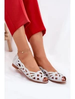 Dámské perforované baleríny s otevřenou špičkou Calgis – stříbrné