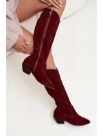 Dámské zateplené kozačky kovbojky Zazoo – bordó