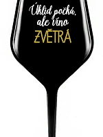 ÚKLID POČKÁ, ALE VÍNO ZVĚTRÁ - černá nerozbitná sklenice na víno 470 ml