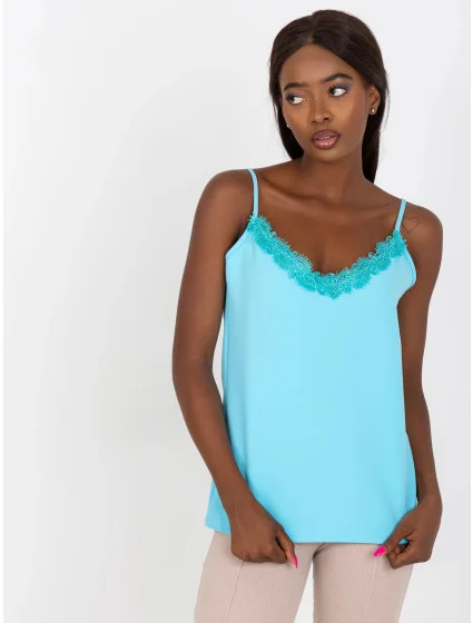 Dámský top s krajkou 507650 světle modrý - FPrice Dámský top s krajkou 507650 světle modrý - FPrice