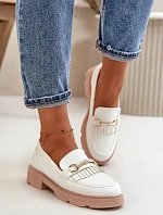 Dámské mokasíny W-16 Bílá s béžovou - DAY-VINE Shoes