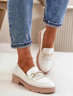 Dámské mokasíny W-16 Bílá s béžovou - DAY-VINE Shoes