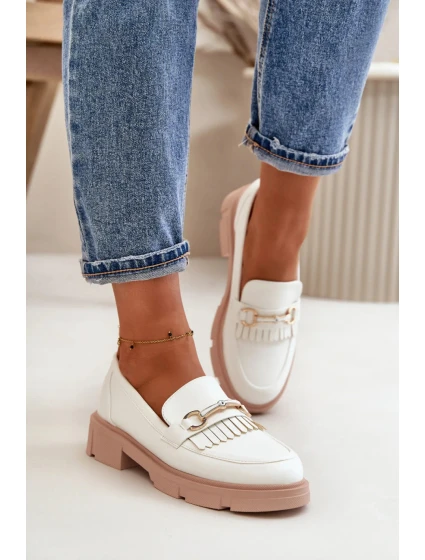 Dámské mokasíny Bílá s béžovou  Shoes model 21758978 - Inello