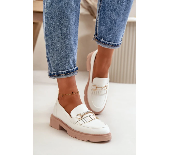 Dámské mokasíny Bílá s béžovou  Shoes model 21758978 - Inello