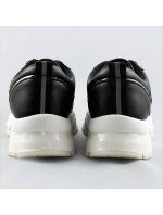 Černé dámské sneakersy s metalickou lemovkou (BG-02)
