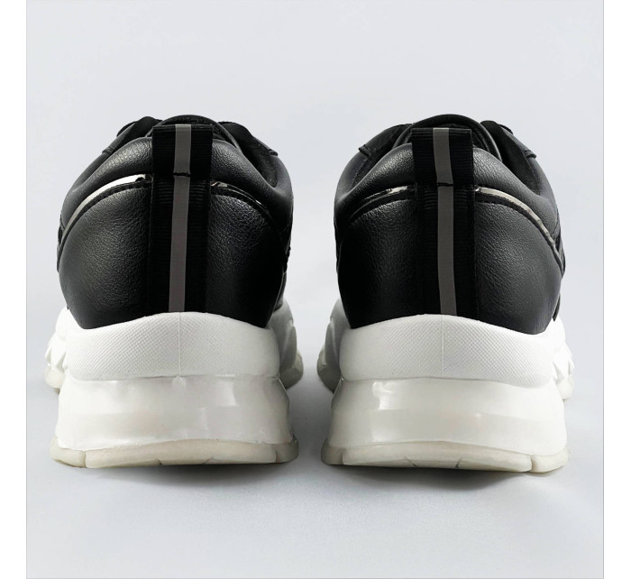 Černé dámské sneakersy s metalickou lemovkou (BG-02)