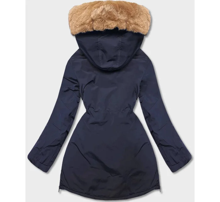 Tmavě modrá dámská zimní bunda parka (CAN-588) Tmavě modrá dámská zimní bunda parka (CAN-588)