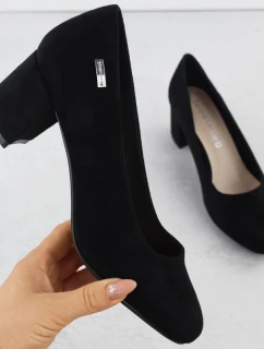 Černé semišové lodičky na jehlovém podpatku Sergio Leone PB178