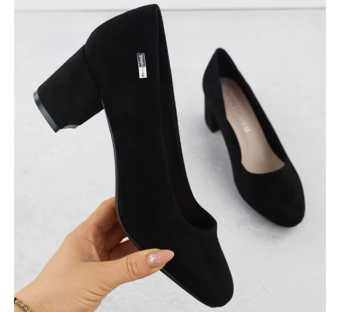 Černé semišové lodičky na jehlovém podpatku Sergio Leone PB178