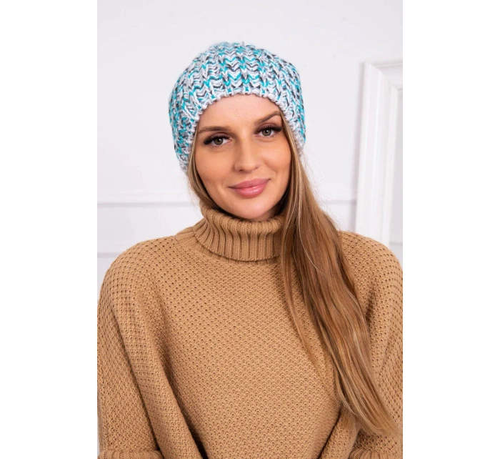 Dámská čepice Lora K312 tyrkysová+šedá Dámská čepice Lora K312 tyrkysová+šedá