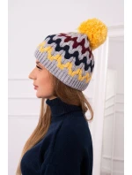 Dámská čepice Laila K283 tmavě šedá+žlutá Dámská čepice Laila K283 tmavě šedá+žlutá