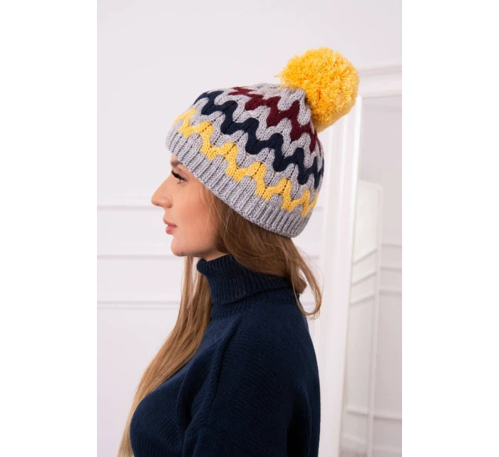 Dámská čepice Laila K283 tmavě šedá+žlutá Dámská čepice Laila K283 tmavě šedá+žlutá