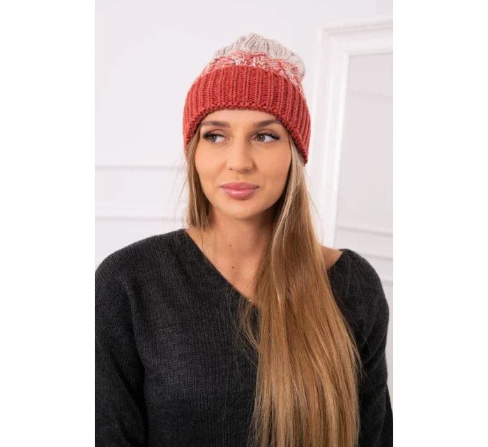 Dámská čepice Samara K346 červená+béžová Dámská čepice Samara K346 červená+béžová