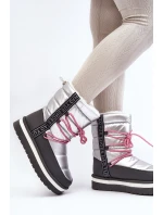 Dámské zimní boty s šněrováním stříbrné model 21644713 - Boto