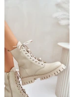 Kožené botky s na zip  Béžové model 21675548 - CheBello