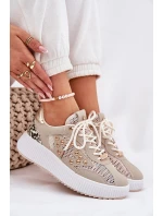 Dámské Sportovní Boty S Síťovinou A Hroty Béžové Ogalda Dámské Sportovní Boty S Síťovinou A Hroty Béžové Ogalda