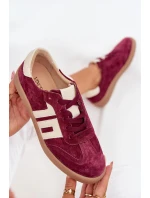 Dámské semišové sneakersy model 21704973 bordové - VINCEZA