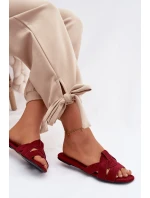 Plochké dámské pantofle s pásky bordové Pavelle