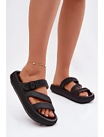 Pěnové dámské pantofle s pásky a sponou Big Star model 22100720 Černé - Big Star Shoes