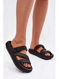 Pěnové dámské pantofle s pásky a sponou Big Star model 22100720 Černé - Big Star Shoes