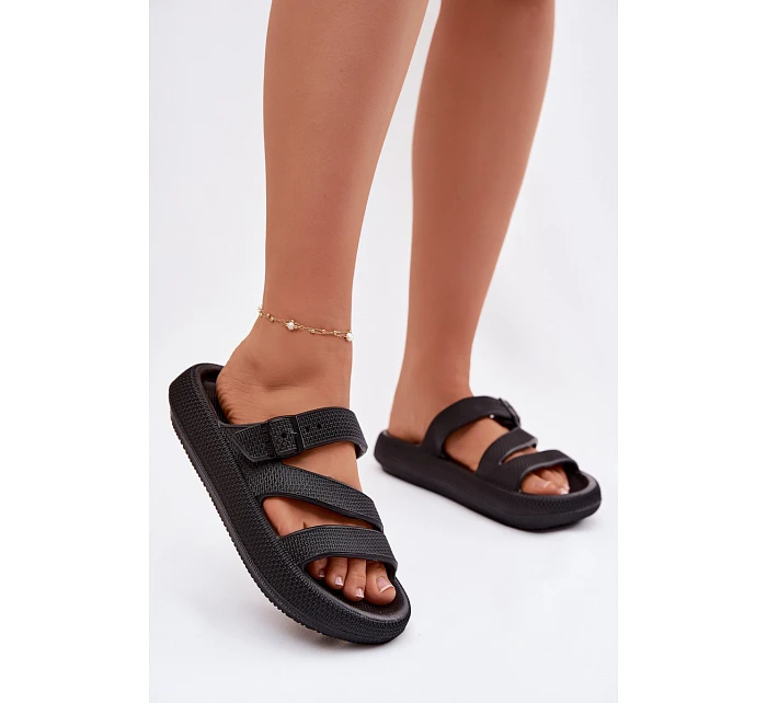 Pěnové dámské pantofle s pásky a sponou Big Star model 22100720 Černé - Big Star Shoes