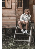 Dětské kožené vysoké tenisky Černe a bíle Marney Dětské kožené vysoké tenisky Černe a bíle Marney